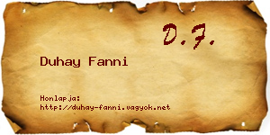 Duhay Fanni névjegykártya
